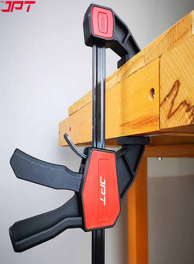 JPT مشابك قضبان JPT Pro Series سريعة التثبيت مقاس 24 بوصة | نطاق تثبيت 600 مم | مشابك خشبية بيد واحدة مع زناد تحرير سريع | مجموعة مشابك F شديدة التحمل | قوة تحمل 155 رطلاً | أعمال النجارة، أعمال النجارة اليدوية، الأعمال اليدوية - Image 2